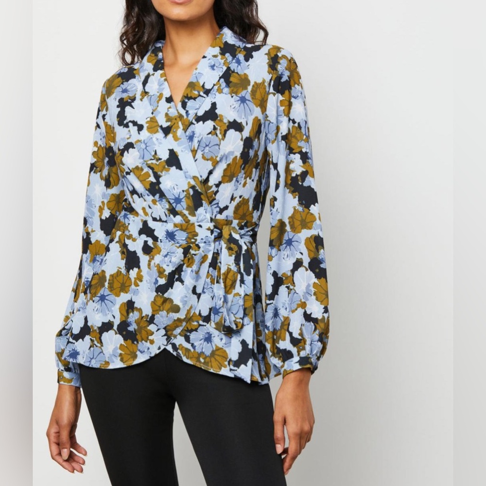 BCBGMAXARIA floral wrap blouse